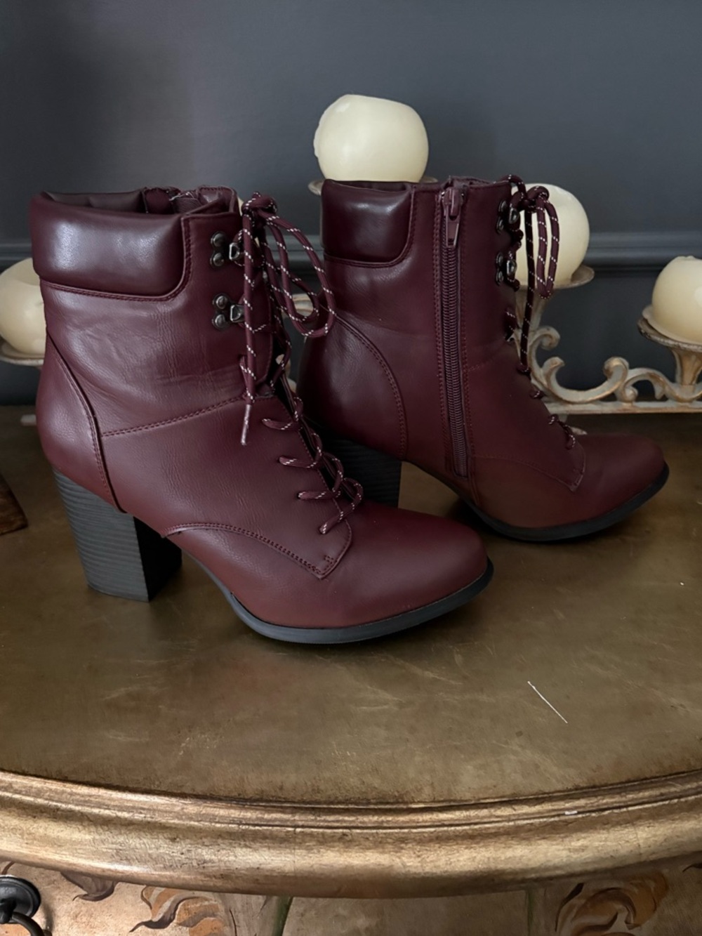 NWOT XOXO Lace-Up Heeled Ankle Boots - Women